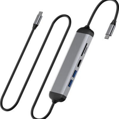 Hub USB-C WiWU Alpha 5-en-1 A521H - HDMI 4K, USB 3.0, Lecteur SD/TF