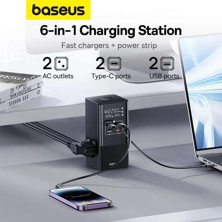 Multiprise Baseus PowerCombo 6-en-1 avec Charge Rapide 100W