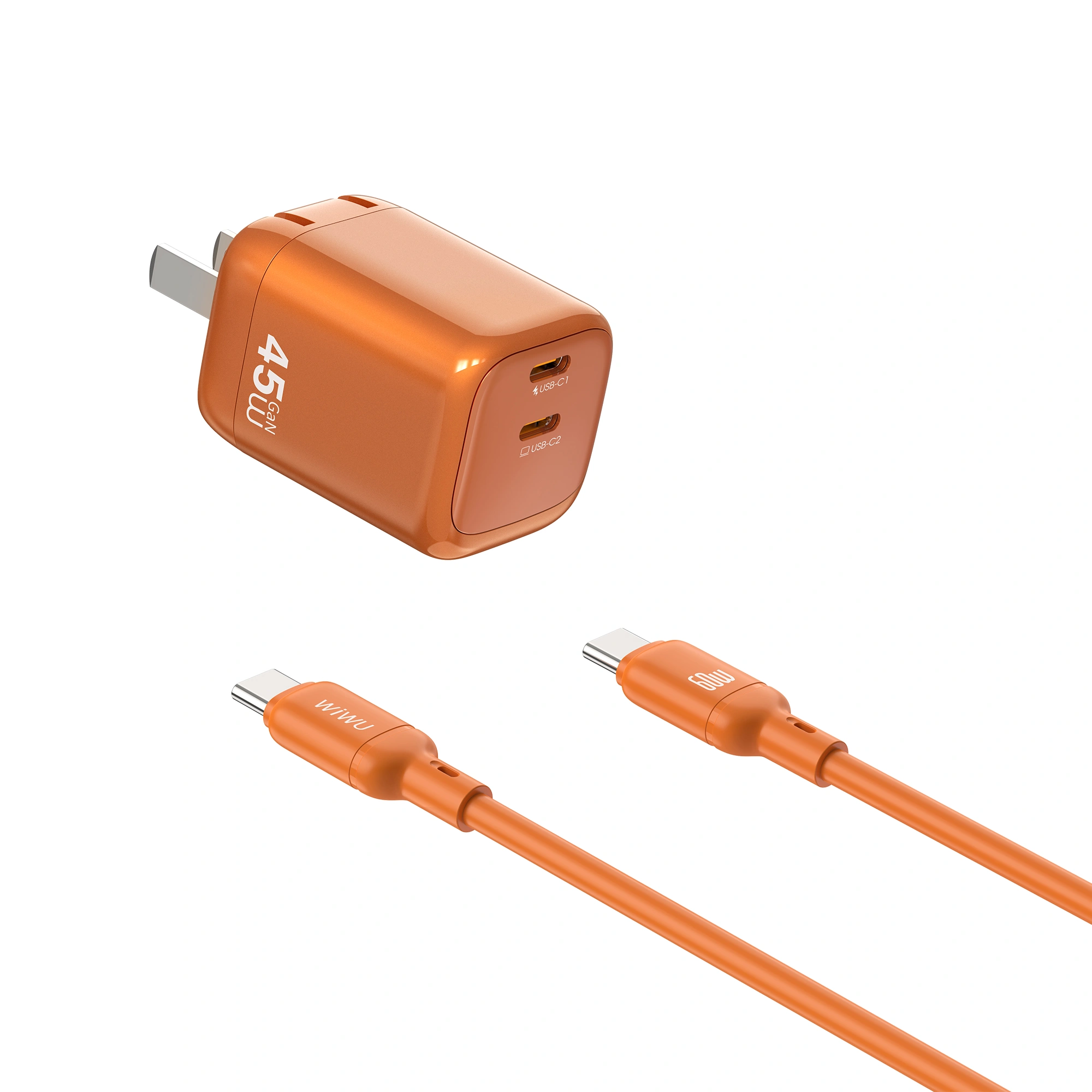 Chargeur Rapide WiWU Cube 45W GaN – 2 Ports USB-C