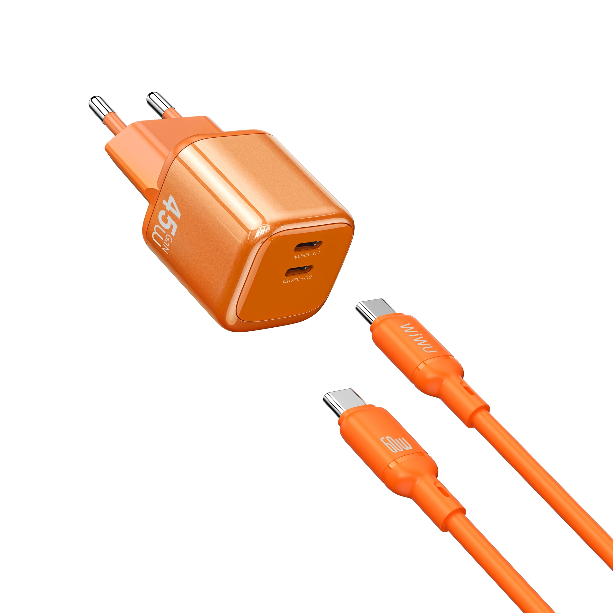 Chargeur Rapide WiWU Cube 45W GaN – 2 Ports USB-C